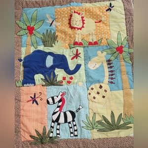 Vintage Handmade Baby Safari Bed Quilt